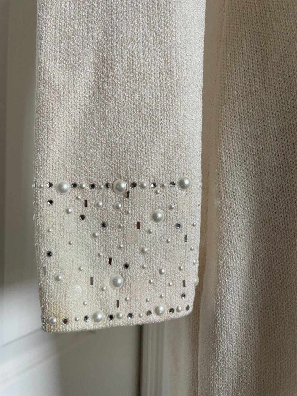 Vintage Embellished St. John Evening High Neck Pearl Sequin Rhinestone, Womens 8 - Picture 6 of 12